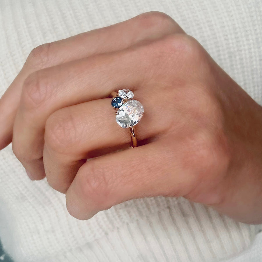 LINDELLI Galet Diamond and Sapphire  Engagement Ring 