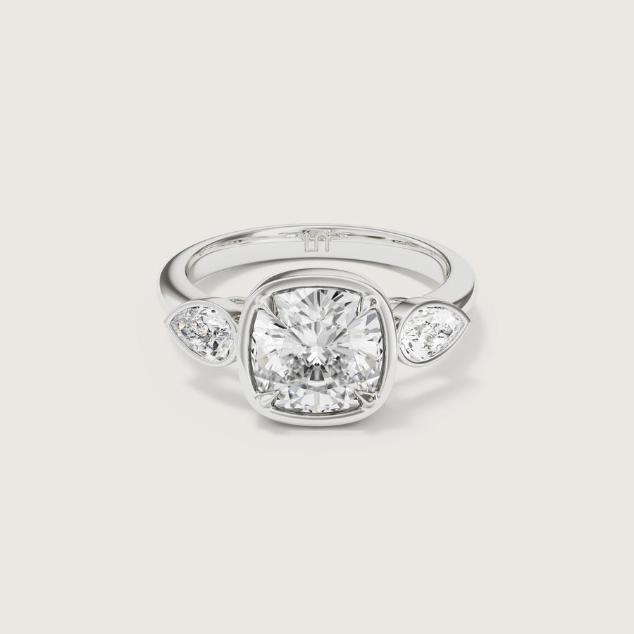 Soho Cushion Bezel Ring with Side Stones