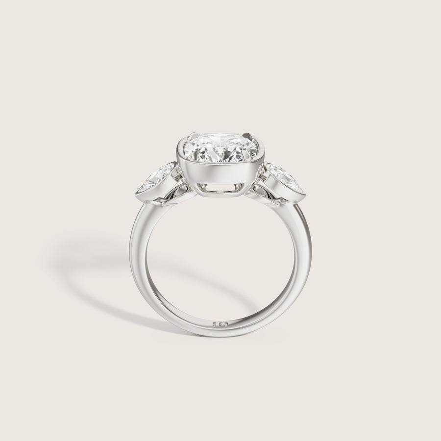 Soho Cushion Bezel Ring with Side Stones