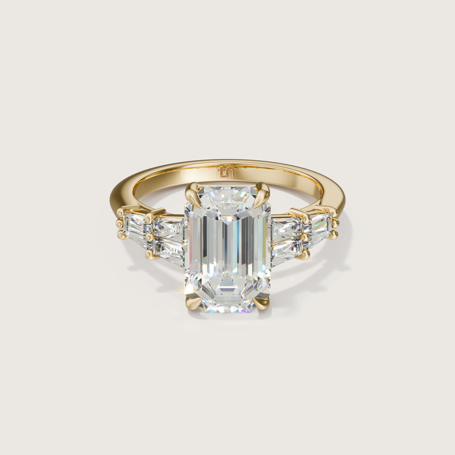 Verre Emerald and Tapered Baguette Engagement Ring