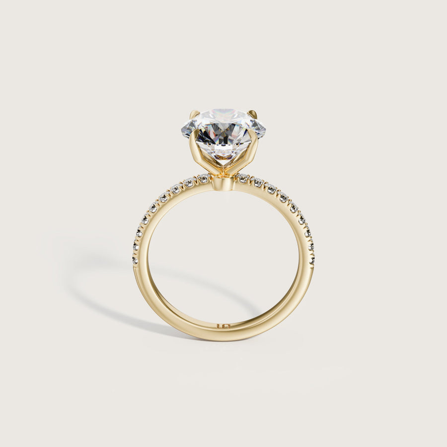 Icon Round 4 Claw Solitaire Ring with Diamond Band