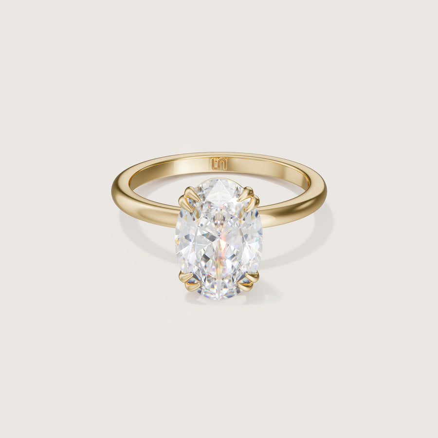 Lotus Diamond Oval Engagement Ring Yellow Gold