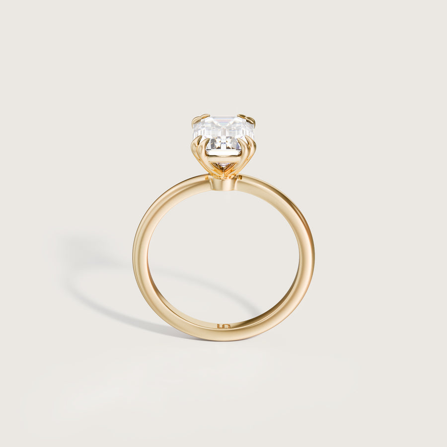 Lotus Emerald Diamond Solitaire Ring