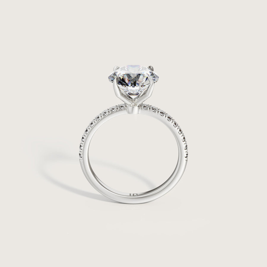 Icon Round 4 Claw Solitaire Ring with Diamond Band