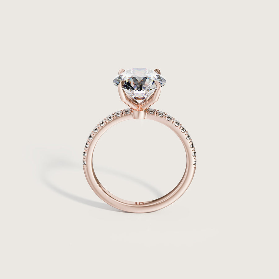 Icon Round 4 Claw Solitaire Ring with Diamond Band