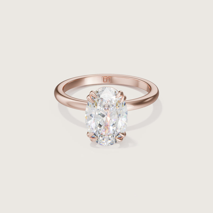 Lotus Diamond Oval Engagement Ring Rose Gold
