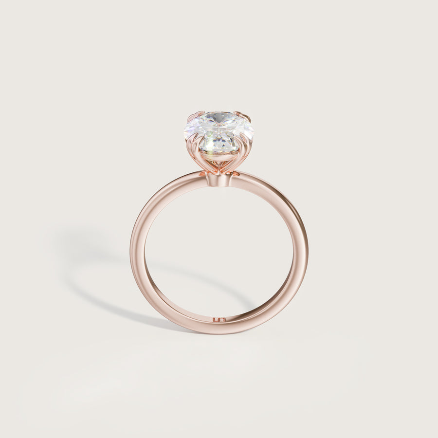 Lotus Oval Diamond Solitaire Ring