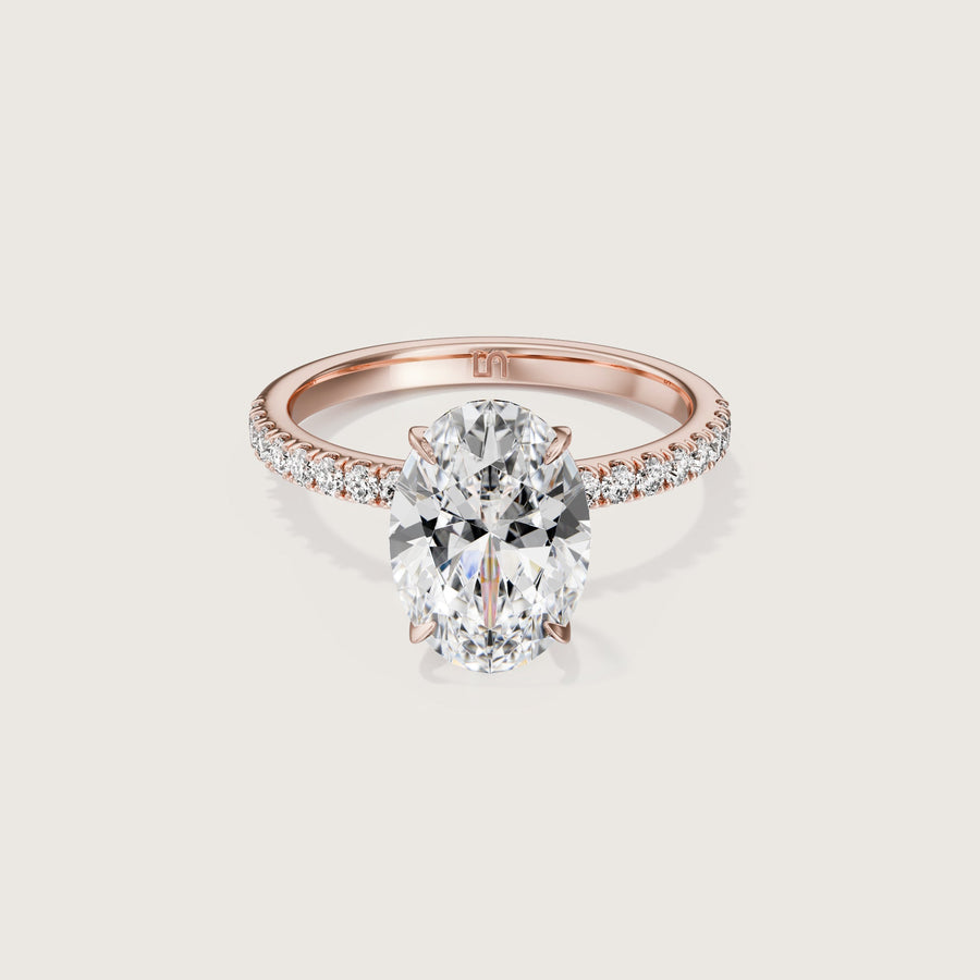 Icon Oval 4 Claw Solitaire Ring with Diamond Band
