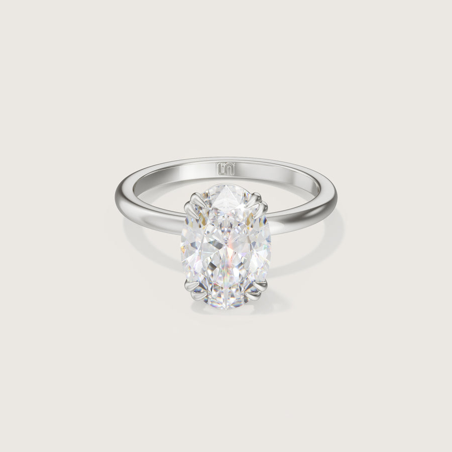 Lotus Diamond Oval Engagement Ring White Gold