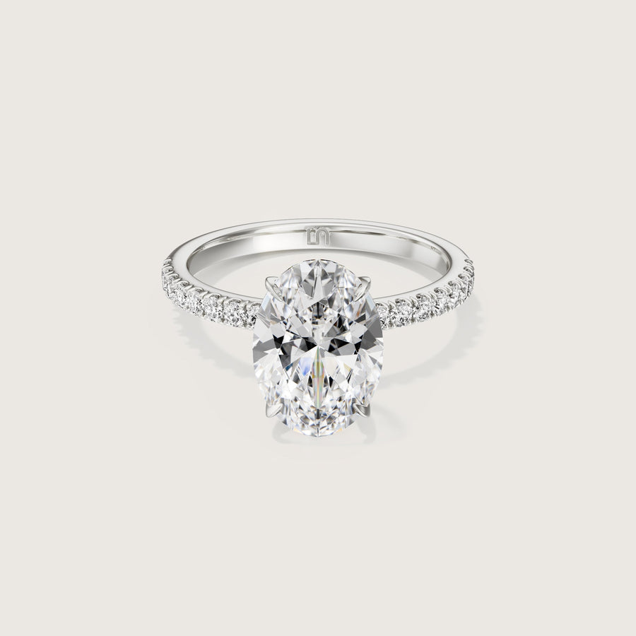 Icon Oval 4 Claw Solitaire Ring with Diamond Band