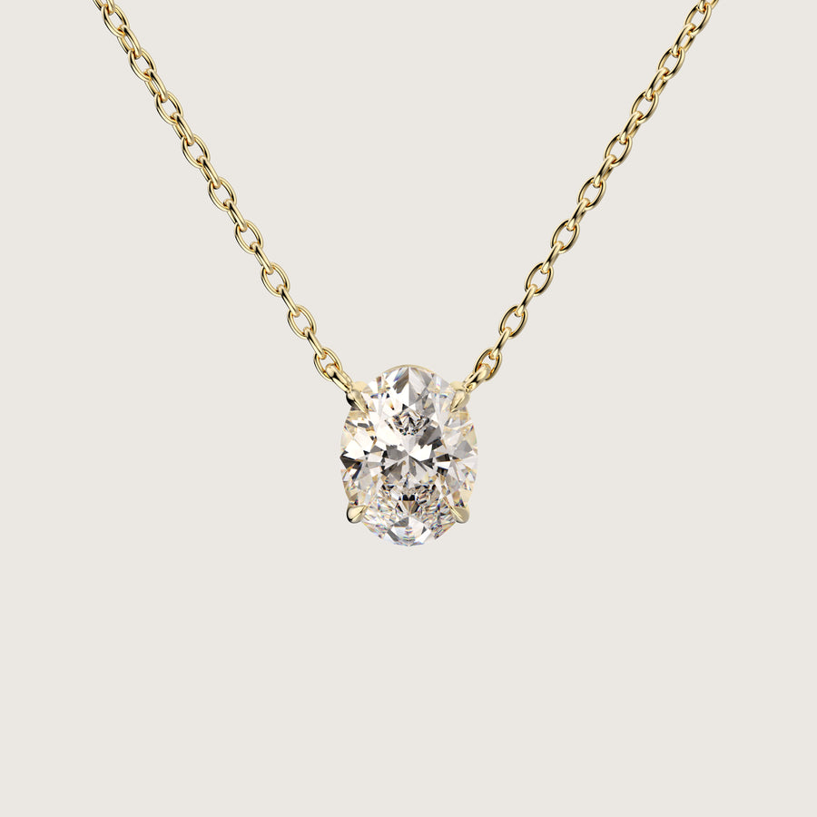 The One - 1 carat oval cut diamond pendant gold necklace