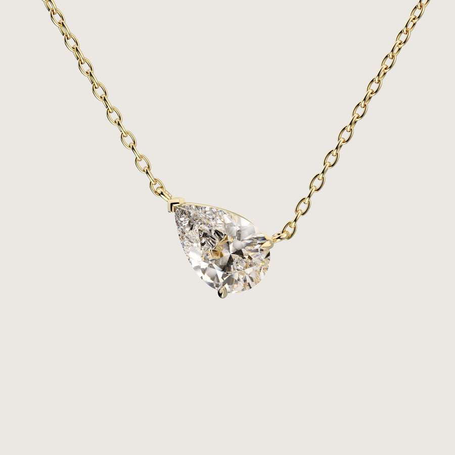 The One - 1 carat pear cut diamond pendant gold necklace