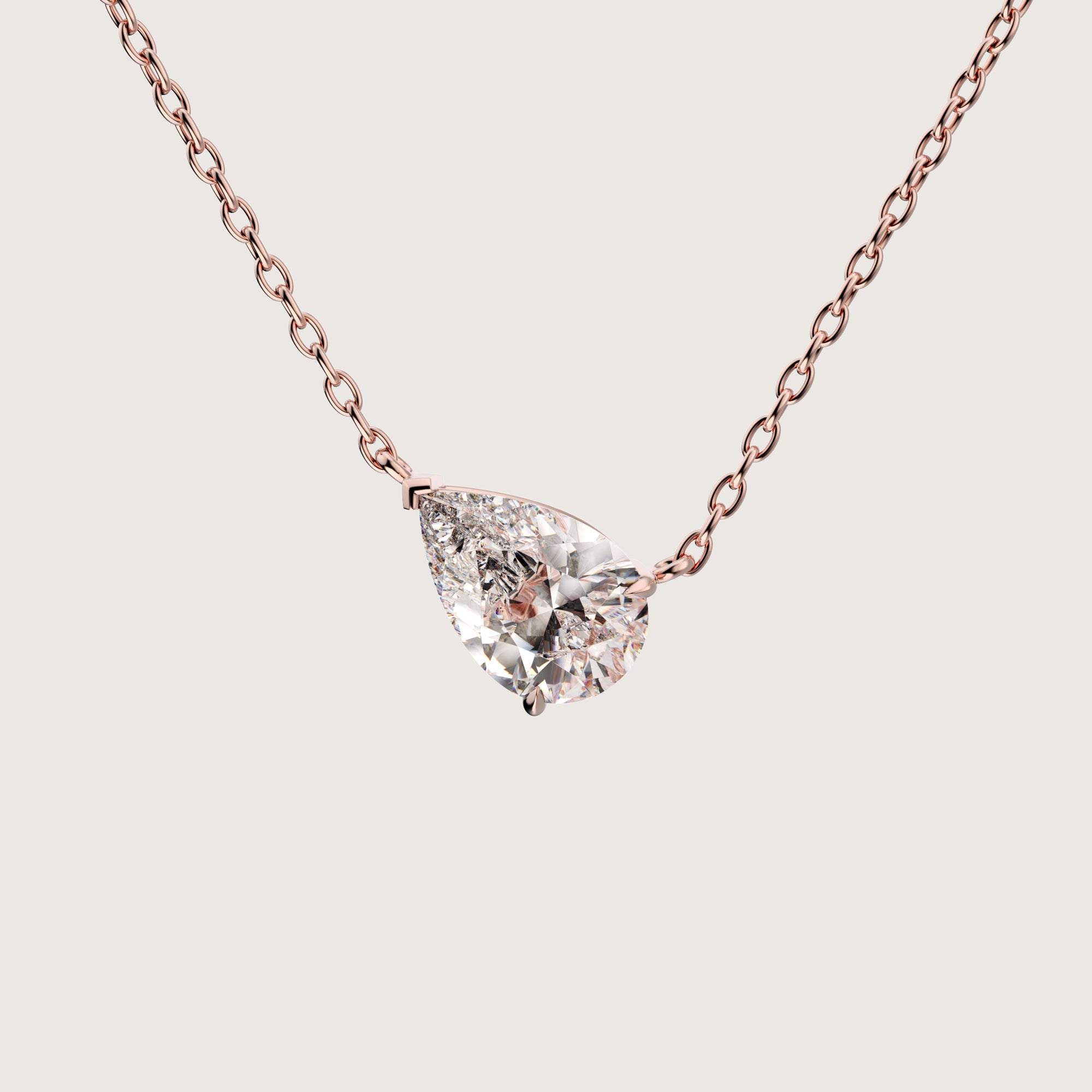 Rose gold pear shaped necklace on sale