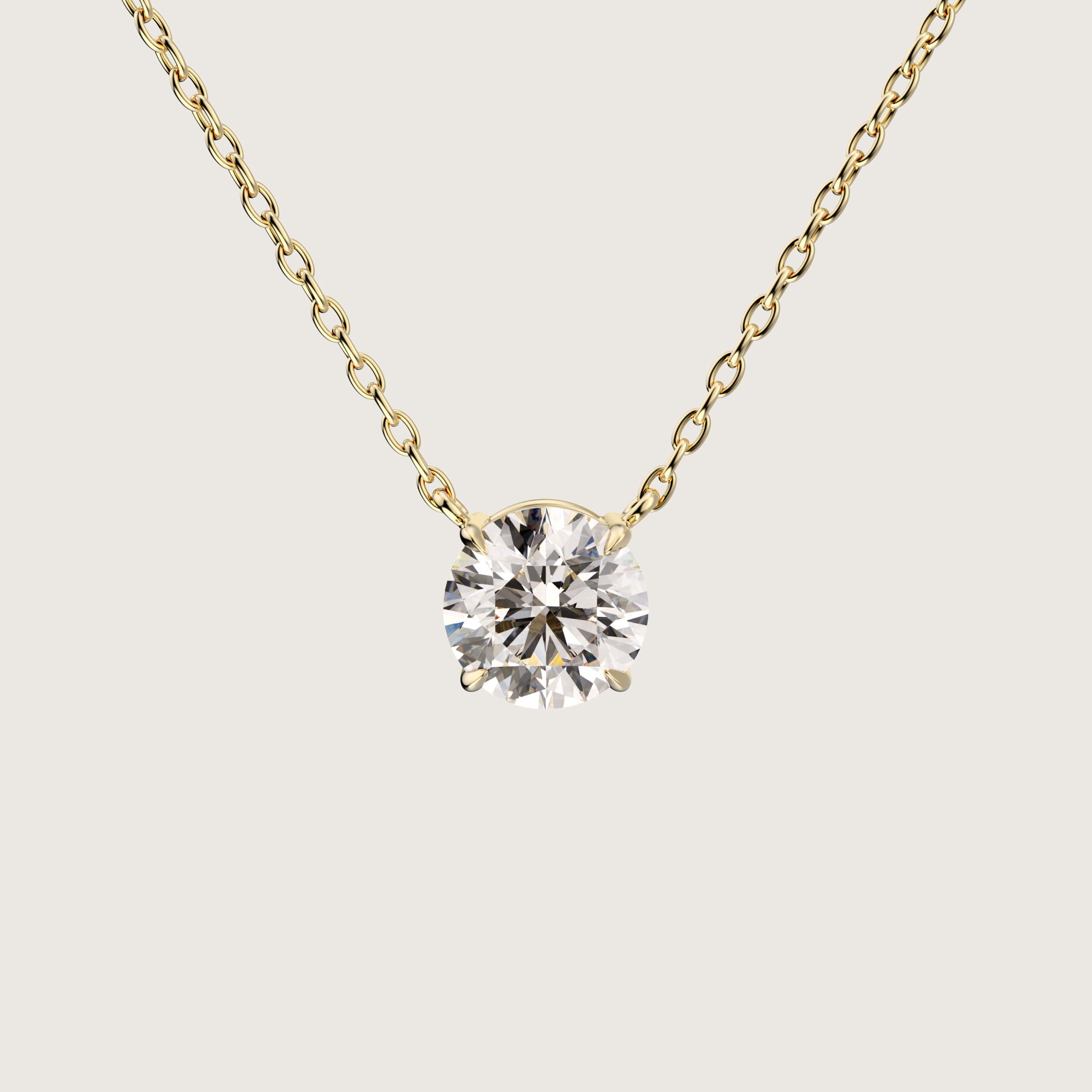 The One carat round cut diamond pendant gold necklace