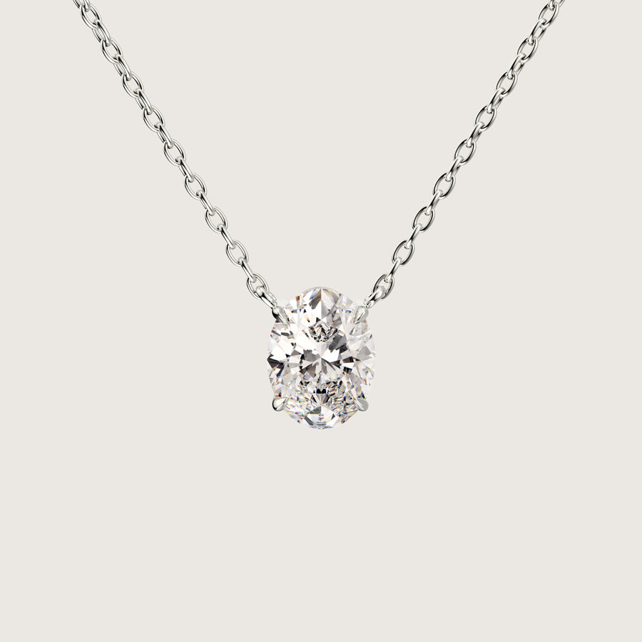 The One - 1 carat oval cut diamond pendant gold necklace