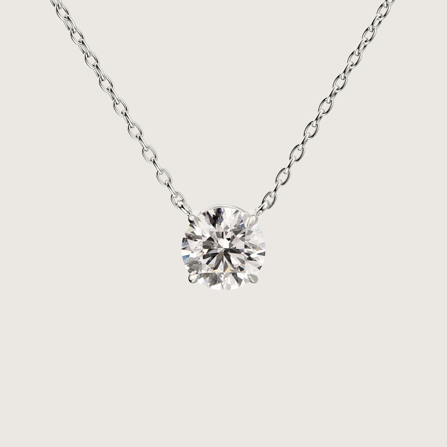 The One - 1 carat round cut diamond pendant gold necklace