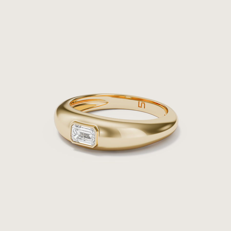 LINDELLI | Marmont 9K Gold Dome ring | Emerald  Diamond 