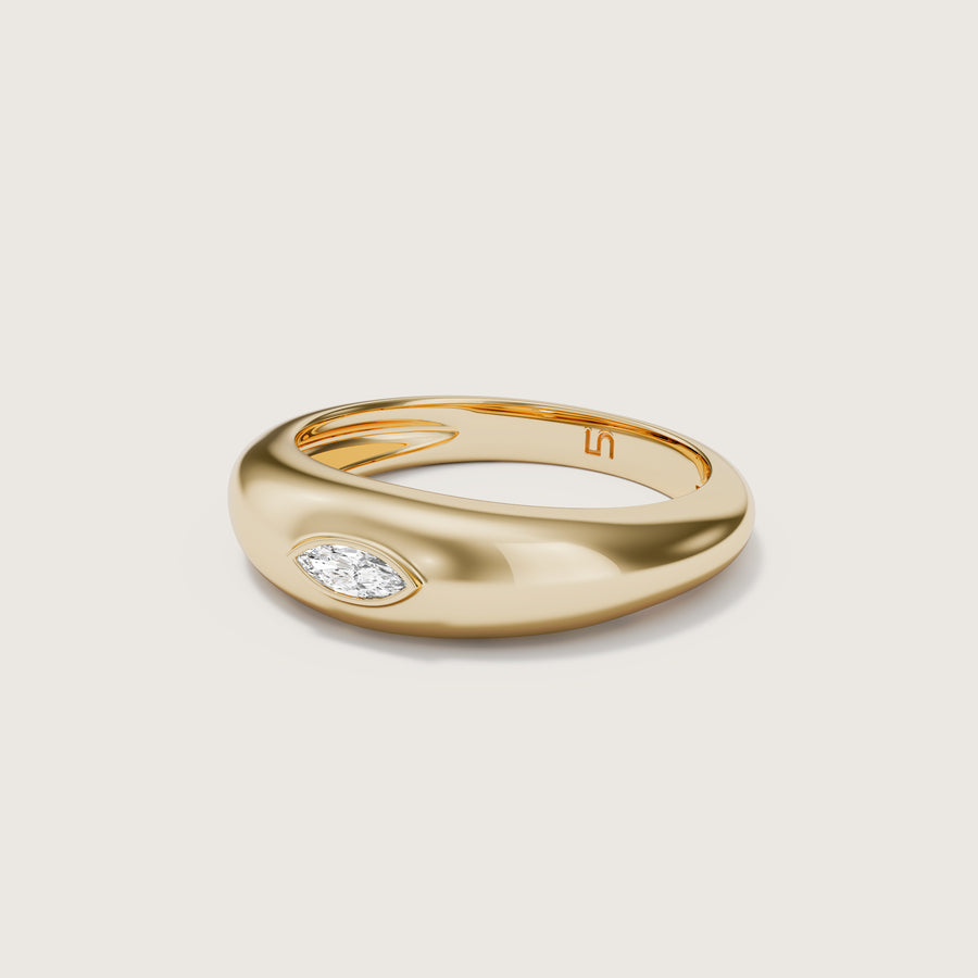 LINDELLI | Marmont 9K Gold Dome ring | Marquise Diamond 
