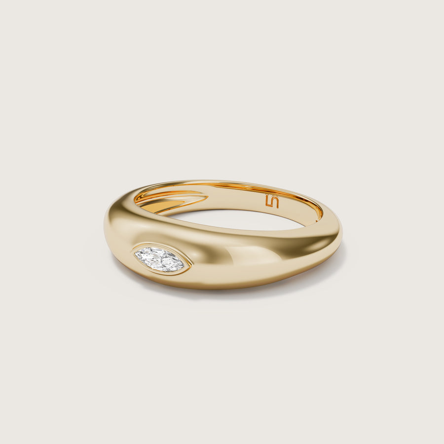 LINDELLI | Marmont 9K Gold Dome ring | Marquise Diamond 