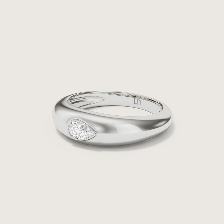 9k White Gold Dome Ring Marmont Pear Shaped Diamond Lindell