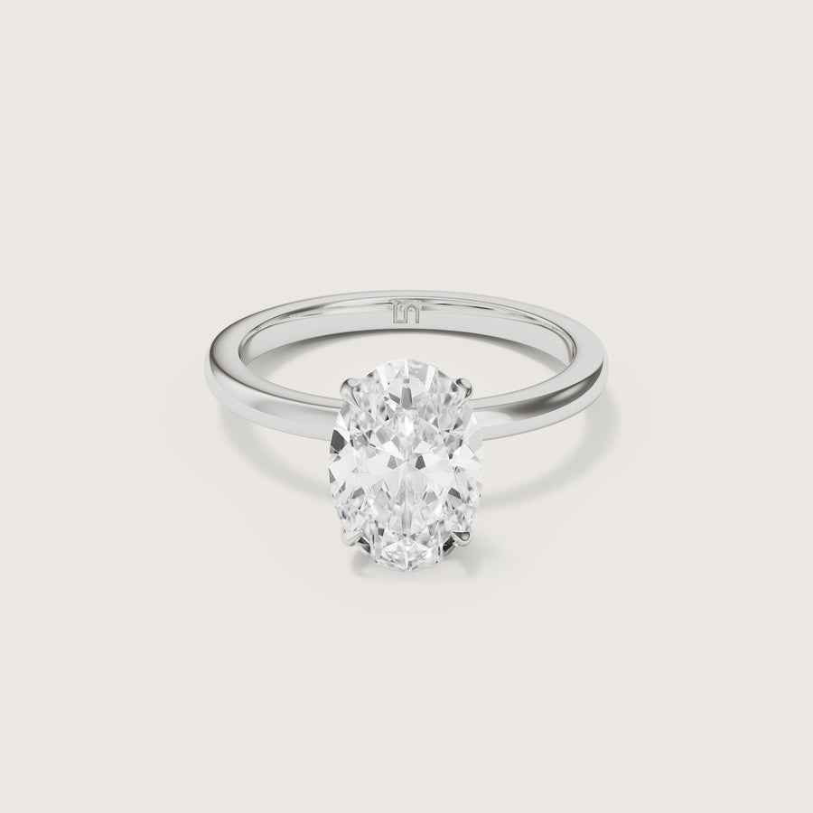 Bianca Oval Solitaire Ring with Hidden Halo