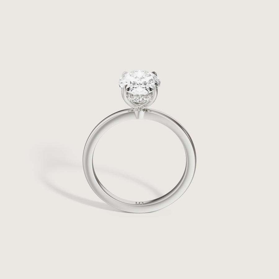 Bianca Oval Solitaire Ring with Hidden Halo