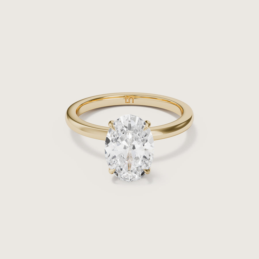 Bianca Oval Solitaire Ring with Hidden Halo