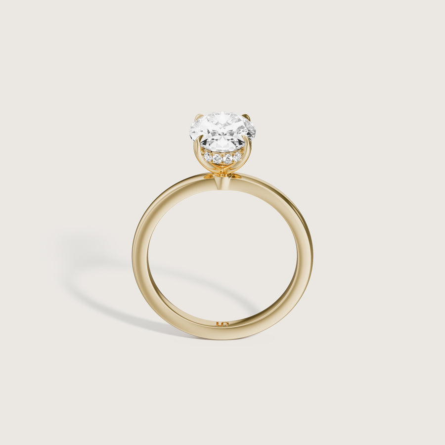 Bianca Oval Solitaire Ring with Hidden Halo