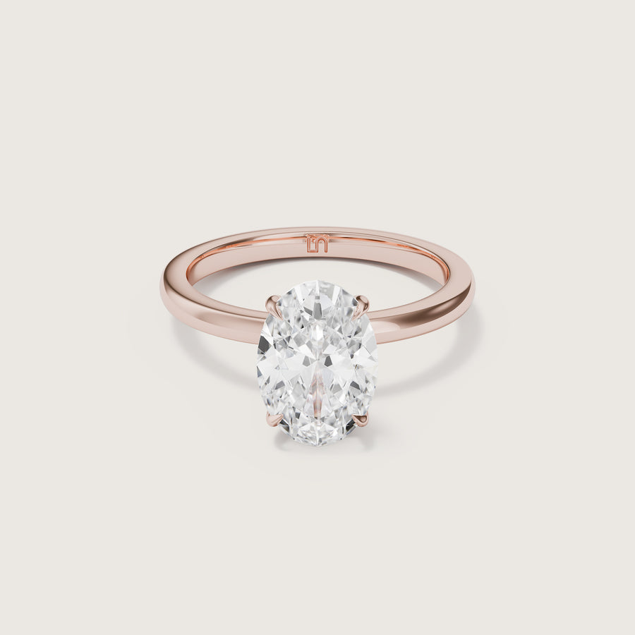Bianca Oval Solitaire Ring with Hidden Halo