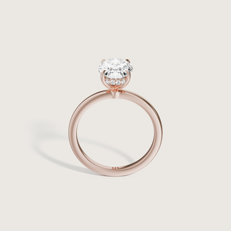 Bianca Oval Solitaire Ring with Hidden Halo