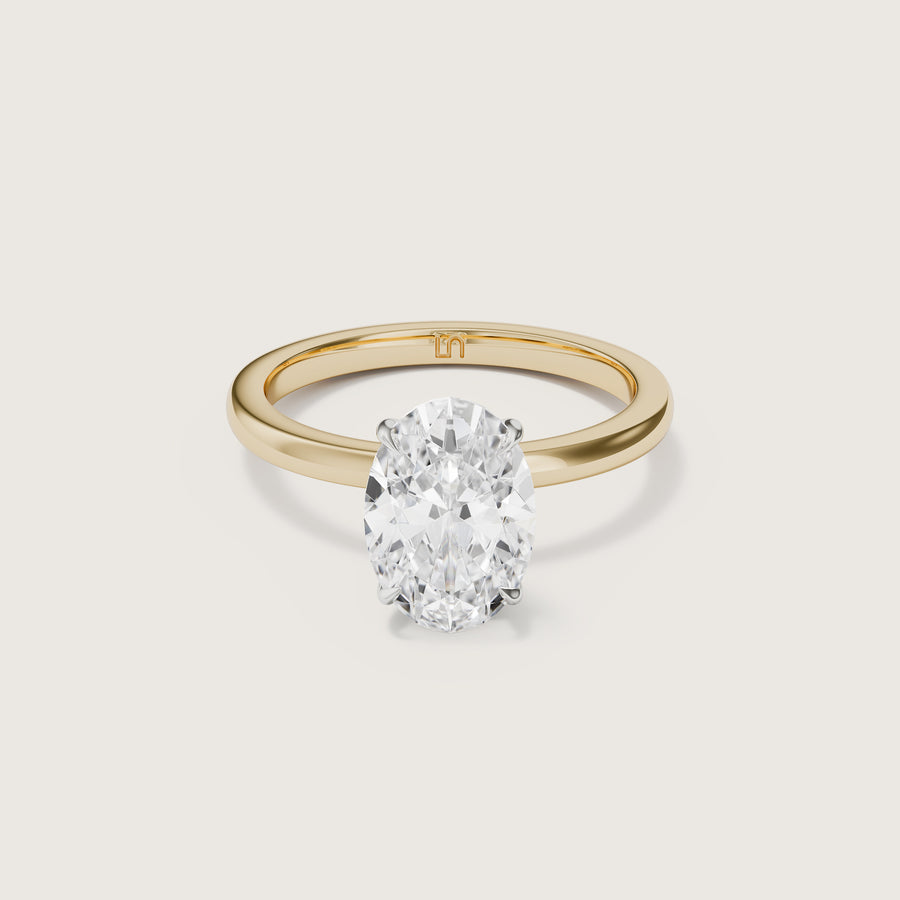 Bianca Oval Solitaire Ring with Hidden Halo