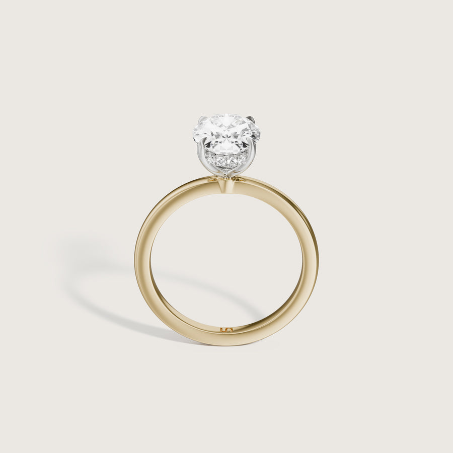 Bianca Oval Solitaire Ring with Hidden Halo