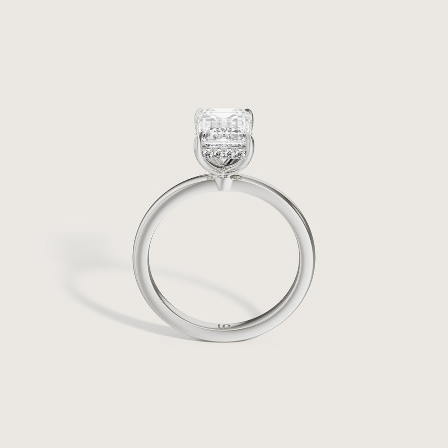 Bianca Emerald Solitaire Ring with Hidden Halo