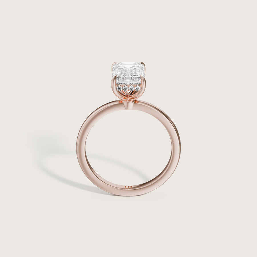 Bianca Emerald Solitaire Ring with Hidden Halo
