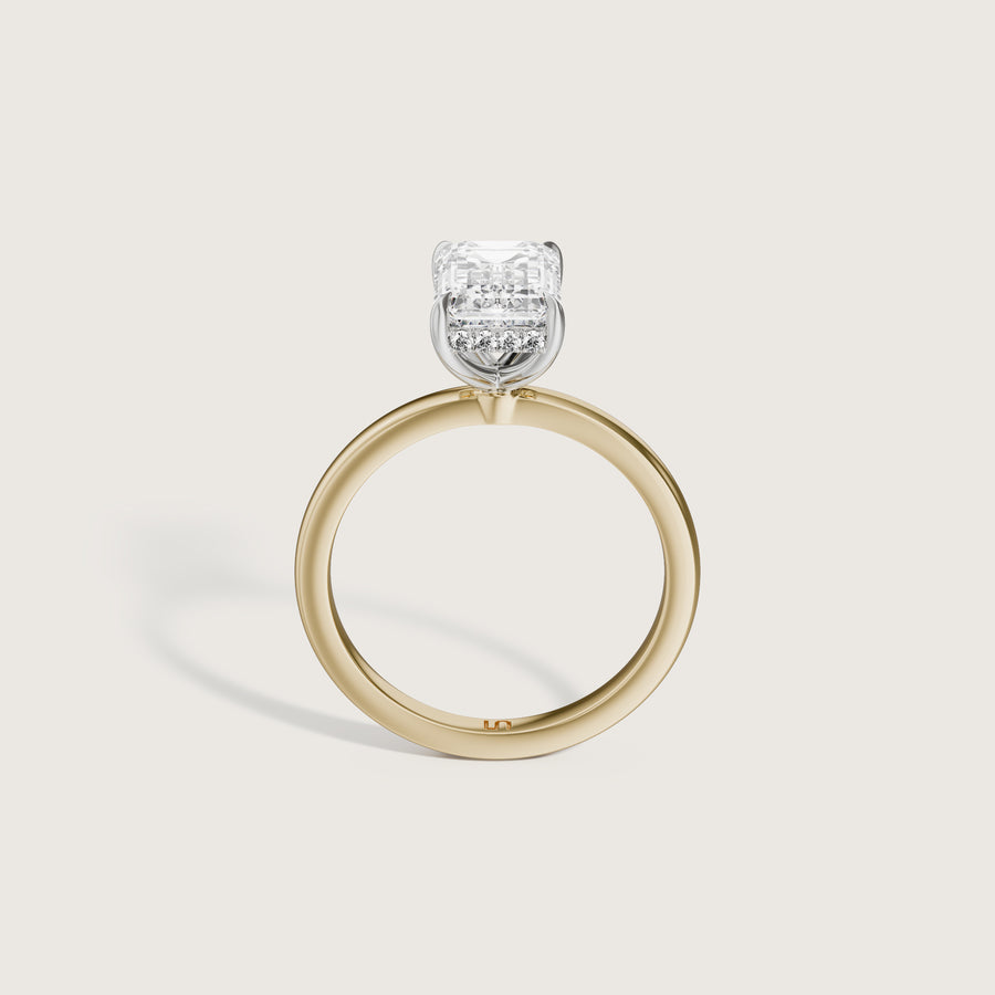 Bianca Emerald Solitaire Ring with Hidden Halo