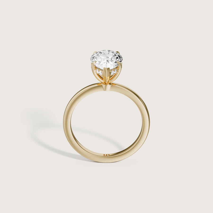Bianca Pear Solitaire Ring with Hidden Halo
