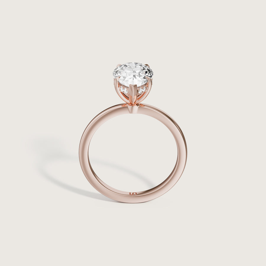 Bianca Pear Solitaire Ring with Hidden Halo