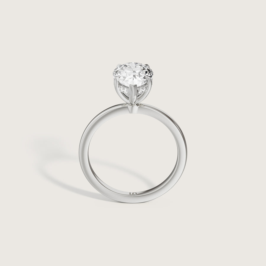 Bianca Pear Solitaire Ring with Hidden Halo