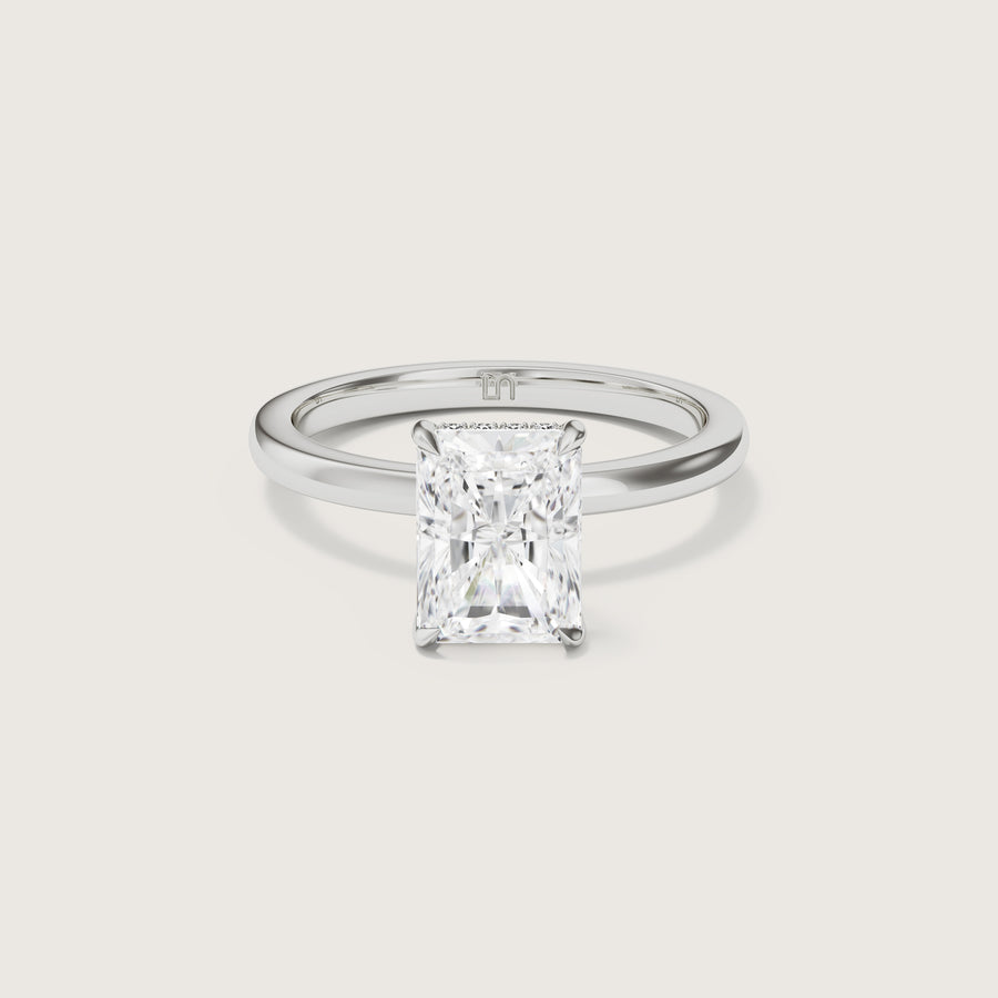 Bianca Radiant Solitaire Ring with Hidden Halo