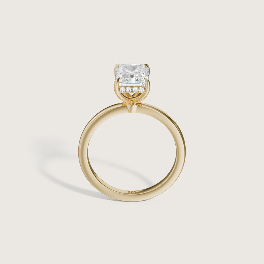 Bianca Radiant Solitaire Ring with Hidden Halo