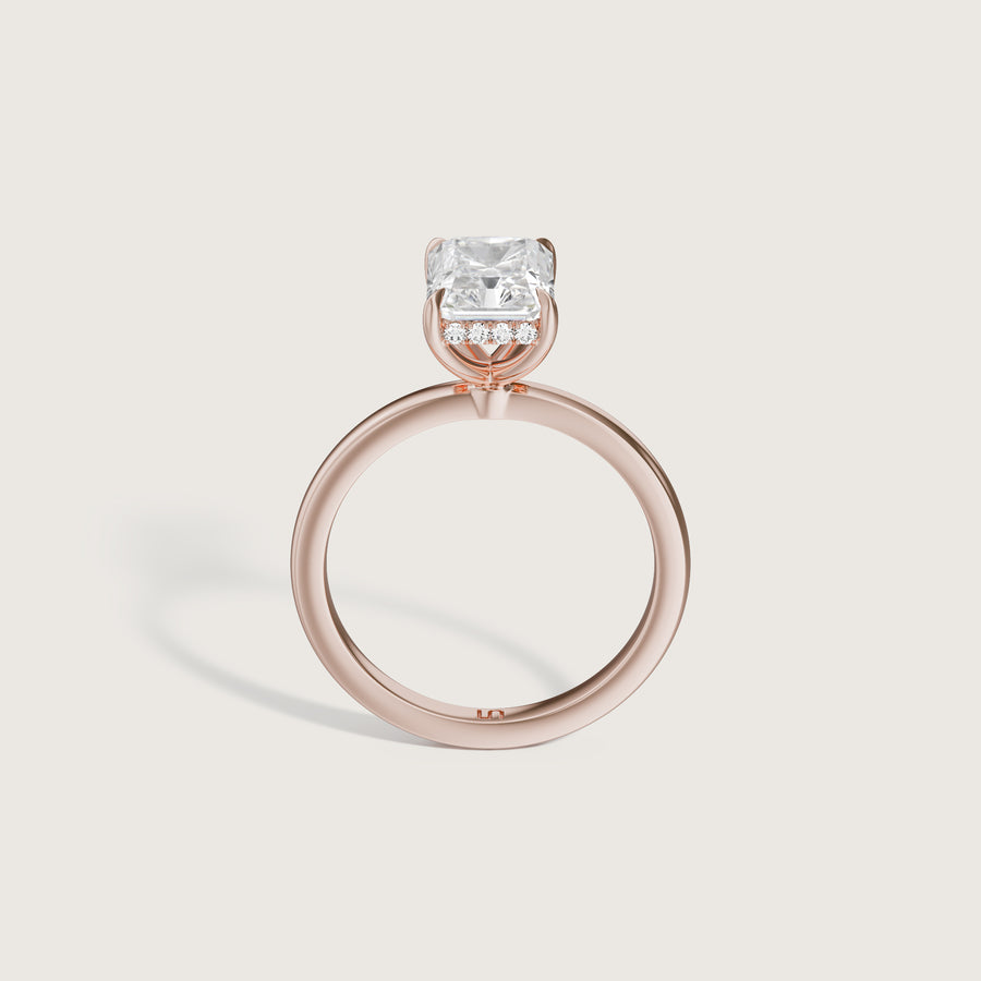Bianca Radiant Solitaire Ring with Hidden Halo