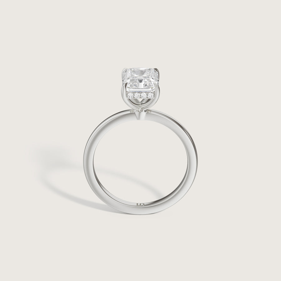 Bianca Radiant Solitaire Ring with Hidden Halo