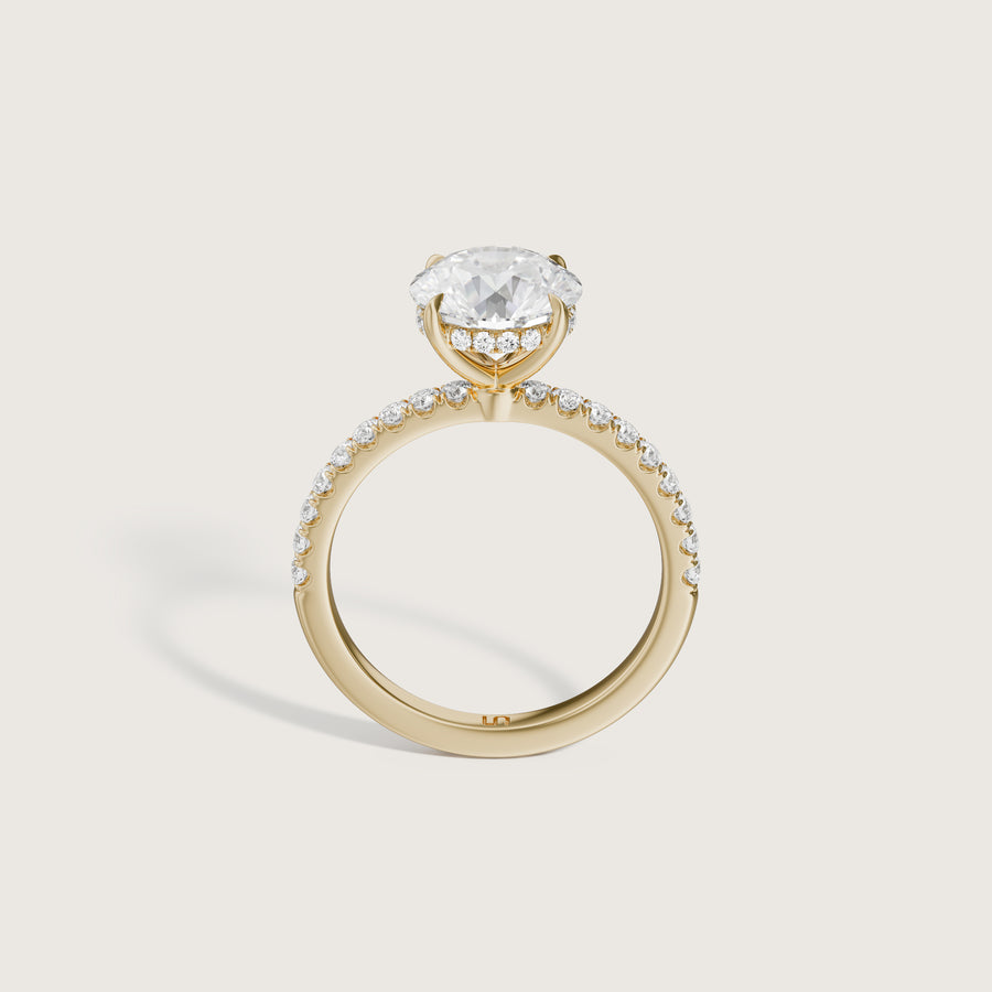 Vera Round Solitaire With Hidden Halo & Diamond Band