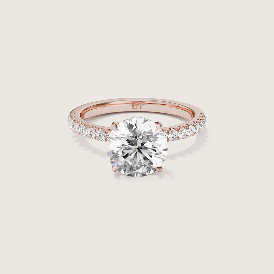 Vera Round Solitaire With Hidden Halo & Diamond Band