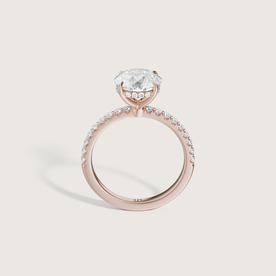 Vera Round Solitaire With Hidden Halo & Diamond Band