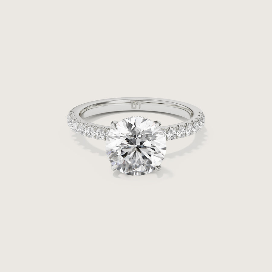 Vera Round Solitaire With Hidden Halo & Diamond Band