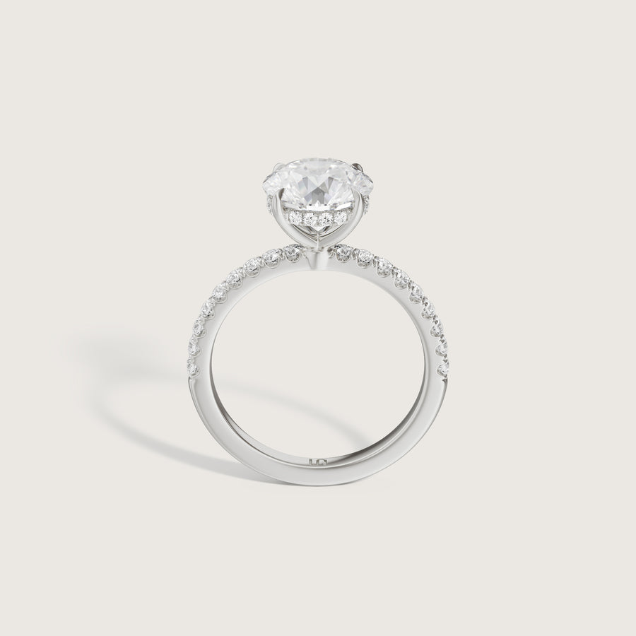 Vera Round Solitaire With Hidden Halo & Diamond Band