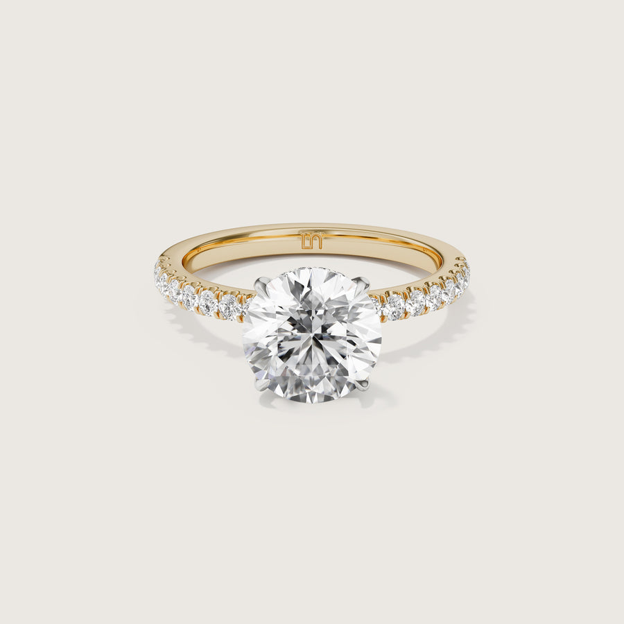 Vera Round Solitaire With Hidden Halo & Diamond Band