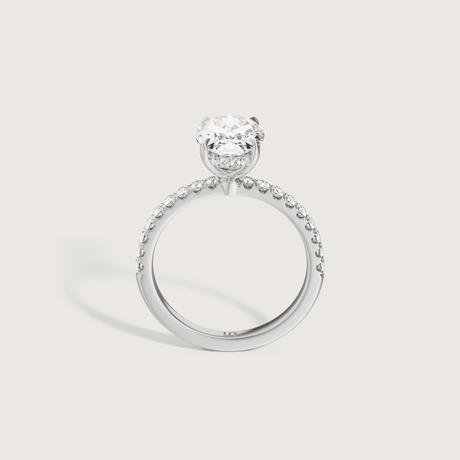 Vera Oval Solitaire With Hidden Halo & Diamond Band