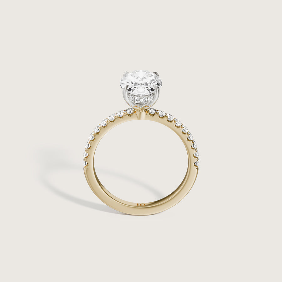Vera Oval Solitaire With Hidden Halo & Diamond Band